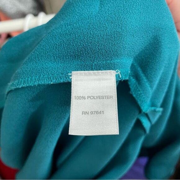 J. Jill Teal Long Sleeve Button Down Flowy Blouse - Picture 4 of 5